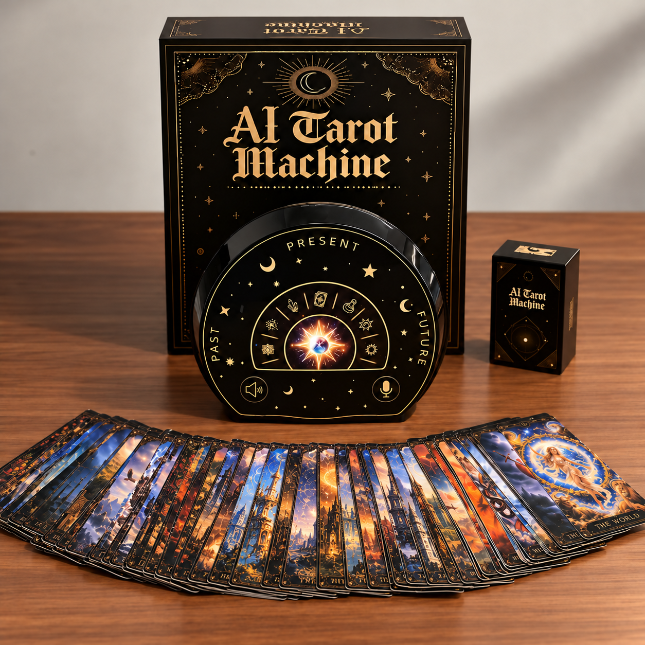 AI tarot machine and authentic card artwork